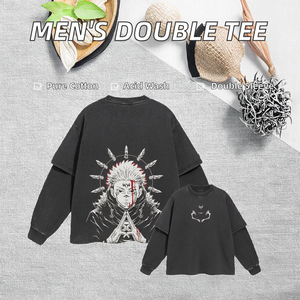 เสื้อยืดแขนยาวผู้ชายสั่งทำขายส่ง ผ้าเจอร์ซีย์เนื้อแน่น พิมพ์ลายสองชั้น ผ้าฝ้าย 100% - Product Image 2