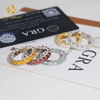 Hete Verkoop Kleur Moissanite 1 Rijen Band Ringen Verguld 925 Sterling Zilveren Eeuwigheid Verlovingsringen Heren