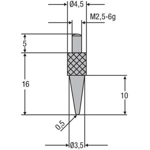 HELIOS PREISSER - 0710166 Inserto de medición M2.5 con punto-CALIBRES EAN 4029713220723 - Product Image 1