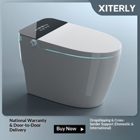 WC intelligent monobloc entièrement automatique à commande vocale, chauffage instantané, abattant relevable, à poser au sol, allongé, siphon en P