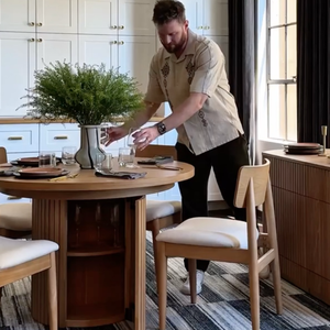 Foshan Factory High Quality Retractable <strong>Fold</strong> Solid <strong>Wood</strong> Tabletop Home Furniture Dining Round <strong>Table</strong> - Product Image 1
