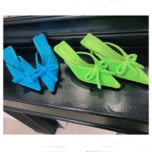 2025 Summer Latest Material Fluorescent Green and <strong>Kitten</strong> <strong>Heel</strong> <strong>Mules</strong> for Ladies - Product Image 1