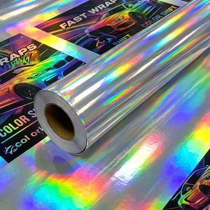สติกเกอร์โฮโลแกรมเลเซอร์พิมพ์ลายรุ้ง PVC ไวนิลแบบมีกาวในตัว สำหรับโฆษณา ตกแต่งผนัง หุ้มรถยนต์ - Product Image 1