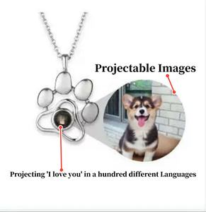 Kalung Jejak Kaki Hewan Peliharaan Anjing & Kucing Custom, Proyeksi I Love You, Ramah Lingkungan, Dapat Disesuaikan, Berlapis Tembaga Titanium, Liontin Kenangan - Product Image 5