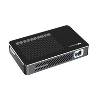 Mini projecteur noir, mini projecteur numérique LED DLP, Android 7.1, prise en charge 1080p, haut-parleurs intégrés, Wi-Fi double bande pour home cinéma