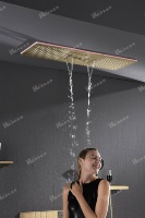 Ensemble de douche de luxe en or brossé à 6 fonctions, corps en laiton, système de douche encastré certifié CE, ensemble de douche de pluie encastré au plafond