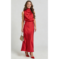 Robe de soirée élégante sans manches en satin ample et confortable pour femme, idéale pour l'été