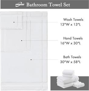 Ensemble de 8 serviettes de bain en coton 100% satiné de luxe, douces, 2 serviettes de bain, 2 serviettes de toilette, 2 serviettes pour le visage, pour hôtel et spa - Product Image 2