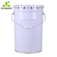 Seau en métal et acier de 25 litres pour produits chimiques, peinture et huile, avec couvercle métallique, vente en gros