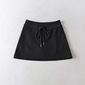 Haute qualité dames été <span class=keywords><strong>Mini</strong></span> <span class=keywords><strong>jupes</strong></span> ligne côtelée personnalisée dames décontracté coton Spandex Jersey plaine teint broderie décoration - Product Image 4