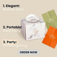 Individuell Bedruckte Marmor-Karton Bäckerei-Verpackung Faltbare Box Großhandel Maßgefertigte Kuchen-Papierbox mit Griff