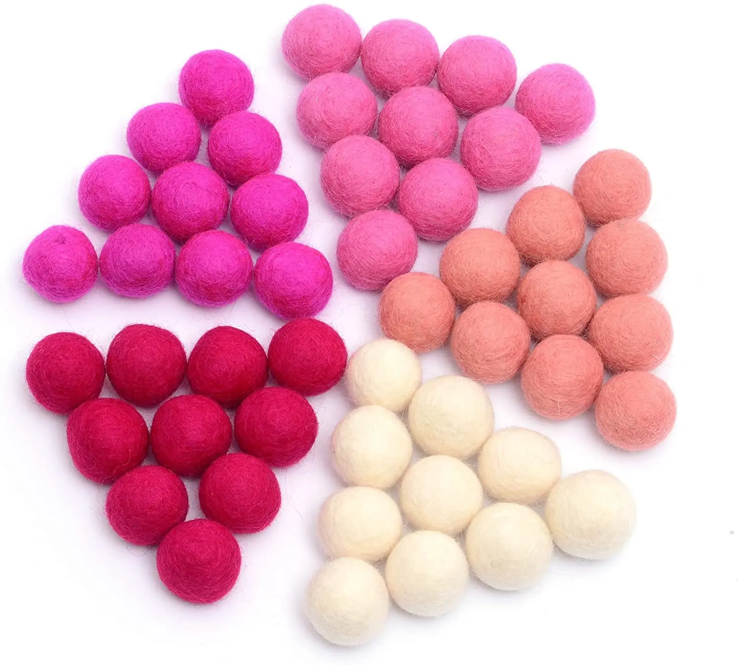 50 Pieces 5 Valentines Colors 2.5 cm Wool Felt Pom Poms Balls für Making Garlands