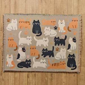Funda de Sofá con Estampado de Gato Adorable, de Poliéster Lavable, Estilo Moderno, Universal, para Todas las Estaciones, Manta Decorativa - Product Image 4