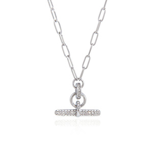 T-Shaped Rhinestone Necklace Zinc Alloy <b>Chain</b> Clavicle Pendant Women's Jewelry Gift Fashion Geometric Design - Product Image 5