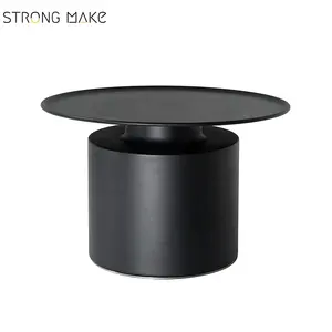 モダンなデザインのサイドテーブルマットブラックパウダーコーティング炭素鋼リビングルーム用の小さなコーヒーテーブル
