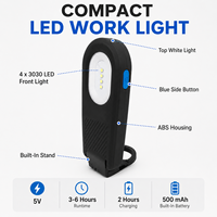 Lampe de camping et de plongée magnétique W554 USB-C rechargeable en ABS, LED UV IP54 5000K Lumière du jour, Modes d'éclairage multiples, 1000 Lumens