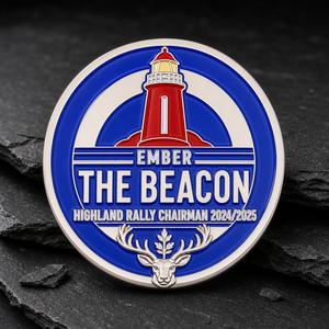 Pièce Souvenir en Gros Personnalisée Plaqué Argent Phare Émaillé Bleu Cerf Stag OEM - Product Image 1