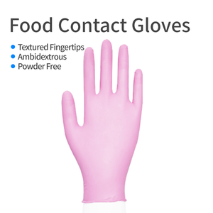 Gants jetables en nitrile M3.5g sans poudre, sans <span class=keywords><strong>latex</strong></span> rose texturé du bout des doigts pour le nettoyage de la maison du restaurant, <span class=keywords><strong>contact</strong></span> <span class=keywords><strong>alimentaire</strong></span> - Product Image 2