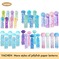 YACHEN Lanternes en papier méduse réutilisables DIY pour Halloween 30x90cm, taille enfant, décoration de plafond intérieure irisée pour fête fantôme