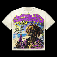 T-shirt Hip Hop Homme Haute Qualité Noir Délavé Motif Graphique Coton Lourd 100% Nouveau Modèle Personnalisé