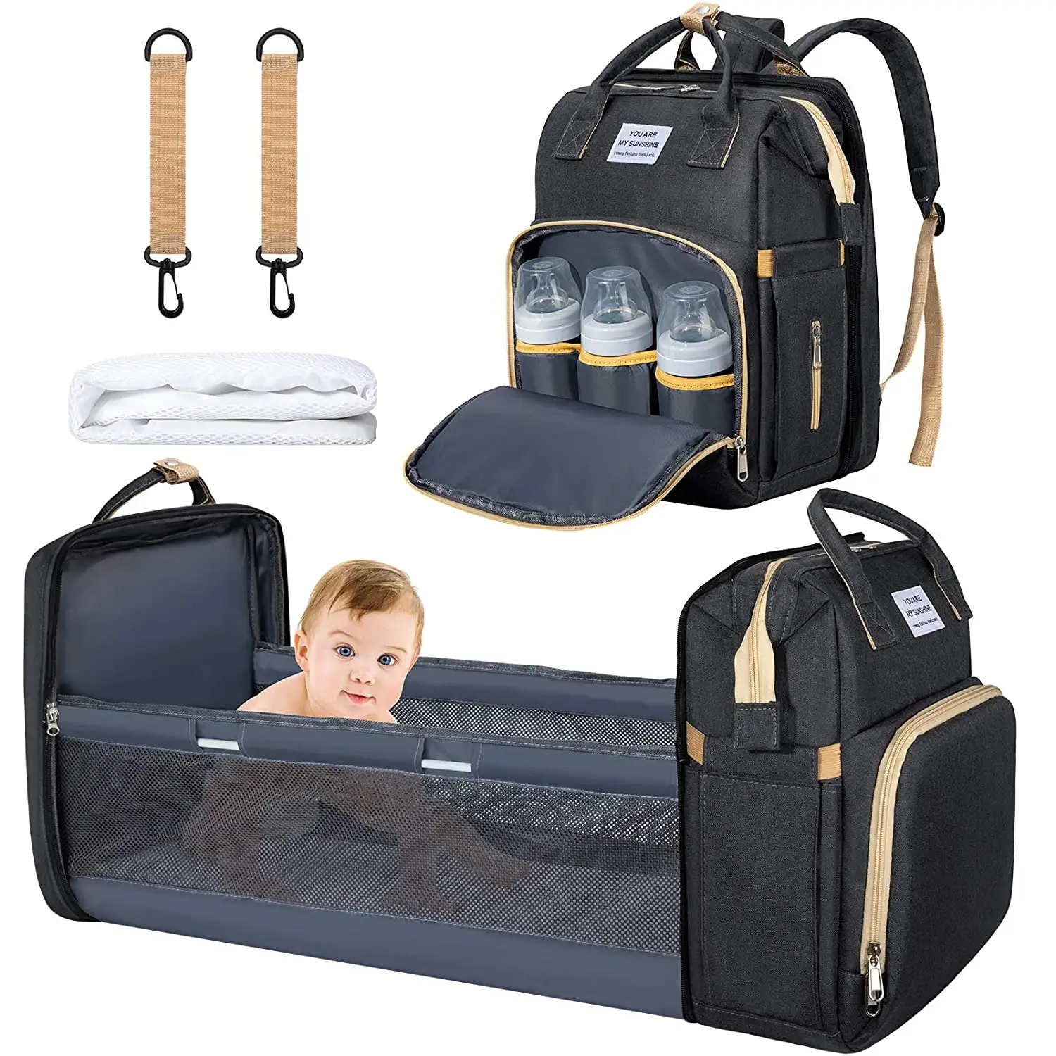 Couches pliantes personnalisées multifonctionnelles étanches pour bébés sacs de berceau sac à dos portable pour bébés et mamans