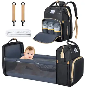 तह कस्टम multifunctional निविड़ अंधकार बेबी डायपर बच्चे और माँ माताओं के लिए पालना बैग बैग पोर्टेबल