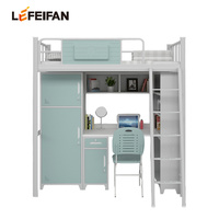 Lit superposé multifonction de luxe en métal pour dortoir, avec bureau intégré