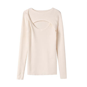 เสื้อสเวตเตอร์ไหมพรมถักลายริบแขนยาวสำหรับผู้หญิง ดีไซน์แฟชั่นสุดเซ็กซี่ โชว์ช่วงเอว - Product Image 6