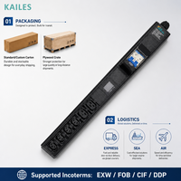 KAILES Série KLS-K33, bloc de distribution d'alimentation industriel en aluminium, 20A, compteur numérique V/A, 200-240VAC, 4800W, sortie mixte C13 C19