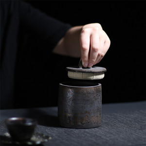 Japanese Ceramic Sealed <strong>Tea</strong> Caddy Coarse Pottery Large Vintage Spice Jar Storage Tank Food Container <strong>Tea</strong> <strong>Canister</strong> <strong>Tea</strong> <strong>Set</strong> - Product Image 4