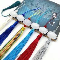 Pendentif double face en jade blanc style ethnique avec pompon lotus, en polyester, fait main, découpé, imprimé et estampé à chaud, pour vêtements chinois