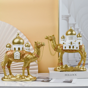 DAMAI Camel Statue Golden Camel Sculpture Animal Statues Wealth Collectible Figurine Ornament for Home Office <b>Table</b> Decoration - Product Image 1
