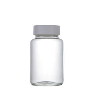 100cc large bouche claire pilule médecine bouteille en verre safran <span class=keywords><strong>crocus</strong></span> emballage pharmaceutique avec bouchon blanc pour comprimés de vitamines - Product Image 1