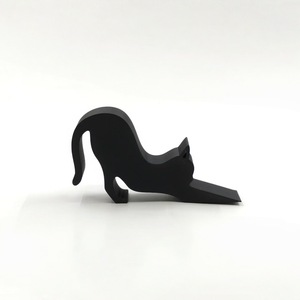 Tope de puerta de madera pulida hecho a mano, duradero, con forma de gato, lindo y con diseño de animal, para decoración del hogar u oficina. - Product Image 5