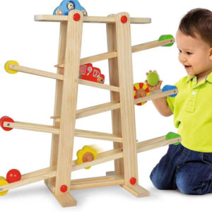 Giocattolo di rampa per bambini in legno con Mini auto da corsa giocattolo educativo per bambini gioco di legno auto da corsa mobili per bambini costruzione di veicoli a colori - Product Image 1