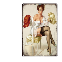 Pin Up decoración de baño barra de pared manualidades impresión antigua cartel retro salón VIP cartel de metal Vintage logo Placa de coche de hojalata gran oferta