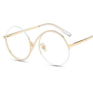 Lunettes anti-lumière bleue demi-cerclées en métal avec monture à ressort confortable et personnalité féminine, avec fil de suspension et miroir plat - Product Image 5