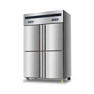 Refrigerador vertical comercial de 4 puertas, doble ordenador, doble temperatura, congelador/congelador