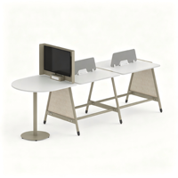 Poste de travail extensible pour bureau, bureau partagé avec table ronde, mobilier commercial modulaire pour bureau collaboratif