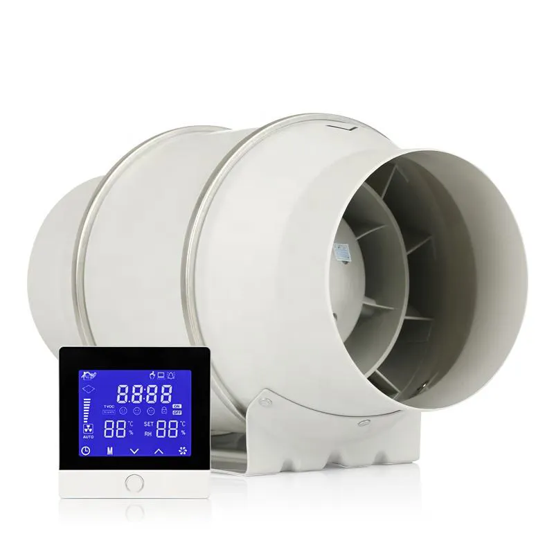 Ventilador inline plástico do canal da CC dos PP com diâmetro do controle de temperatura 6 inch 150mm com fluxo de ar grande do rolamento