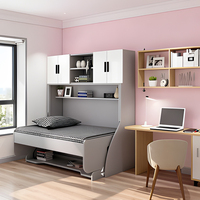 Lit mural pliable à l'écart pour économiser de l'espace avec bureau et armoire de rangement pour maisons modulaires