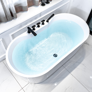 Bồn tắm tự do hình oval bằng acrylic 1200/1800mm, có ống thoát nước, dành cho phòng tắm, đạt chứng nhận CUPC, có đèn bong bóng tạo bọt - Product Image 6