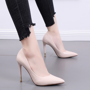 Korean Summer Collection Versatile <b>Red</b> Patent Leather High <b>Heels</b> Sexy Single Shoes for Women's Wedding & Nightclub Use - Product Image 4