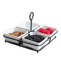Ensemble de mini-bols et assiettes carrés pour snacks, fruits secs et sauces, style nordique, passe au micro-ondes, motif uni, personnalisable, finition brillante