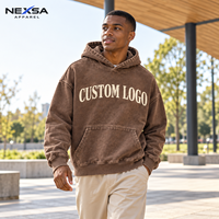 Hoodie Unisexe Oversize Vintage Délavé Personnalisé à Prix Bas en Gros, Coton Épais avec Impression Sérigraphique de Lettres, Style Streetwear