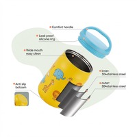 Everich - Thermos alimentaire en acier inoxydable à double isolation sous vide avec cuillère pliable et brosse de nettoyage pour les repas et les collations des enfants à l'école