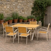 Table et chaises de jardin en alliage d'aluminium, design minimaliste moderne