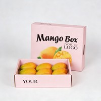 Boîtes à fruits en mangue écologiques personnalisées, boîte imprimée à l'encre de soja pour l'expédition de fruits frais, boîte d'emballage solide vide et ensemble de sacs cadeaux