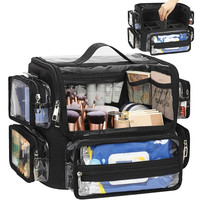 Sac à pinceaux de maquillage Relavel et porte-pinceaux, étui de voyage transparent pour artiste, extra large avec séparateurs ajustables pour maquilleurs