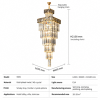 Lustre en cristal de luxe postmoderne avec logo imprimé en 3D pour villa, duplex, loft, étage intermédiaire, escalier en colimaçon, luminaire suspendu